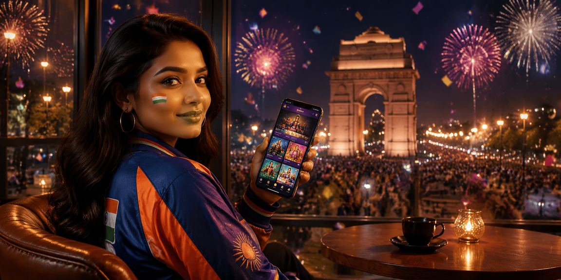 View of India Gate with cricket betting theme on mobile devices